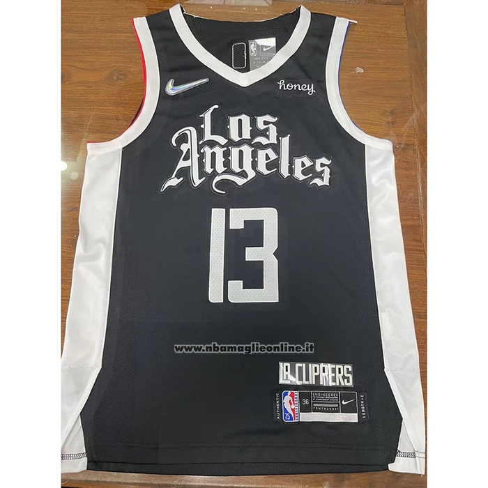 Maglia Los Angeles Clippers Paul George #13 Citta 2020-21 Autentico Nero